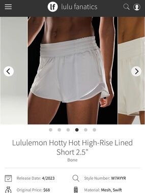 lululemon athletica Hotty Hot High-Rise Lined Shorts — Bone/White